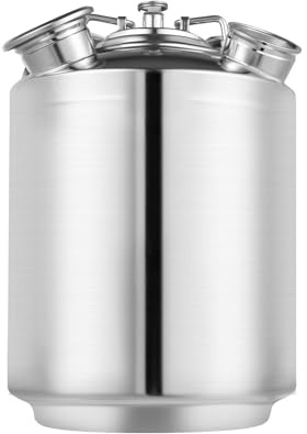 Jerool Botte per la pulizia della birra da 10 litri in acciaio inox con coperchio, contenitore per la pulizia di botti di birra negli impianti di spillo.