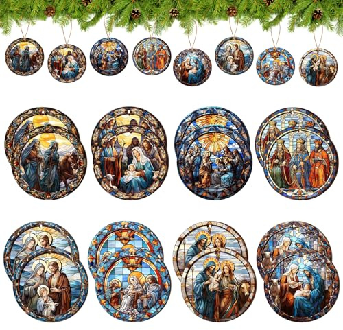 Baumschmuck Weihnachten, krippe anhänger, Weihnachtsbaum Engel, Jesus Ornament weihnachtskrippe, Weihnachtsschmuck, für Weihnachtsbaum, Autodekoration (D)