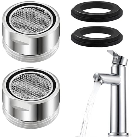 4Pcs 24mm Faucet Aerator Set, Tap Filter Nozzle, Replacement with Gasket | 304 stainless steel, 24mm internal thread, splash reduction, easy wrench installation, kitchen and bathroom use