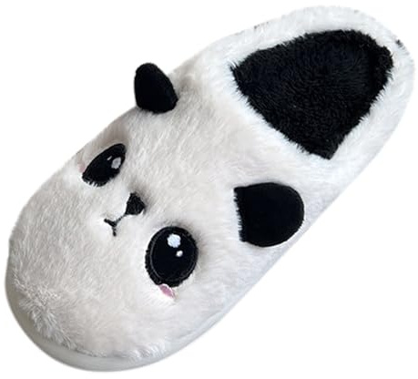 Cartoon-Hausschuhe für Damen, Panda-Hausschuhe, Erwachsene, Herren, Tier-Hausschuhe, flauschig, niedlich, rutschfest, leicht, für den Winter, Schlafzimmer, schöne weiße Schlupfschuhe, weiß, 39 1/3 EU