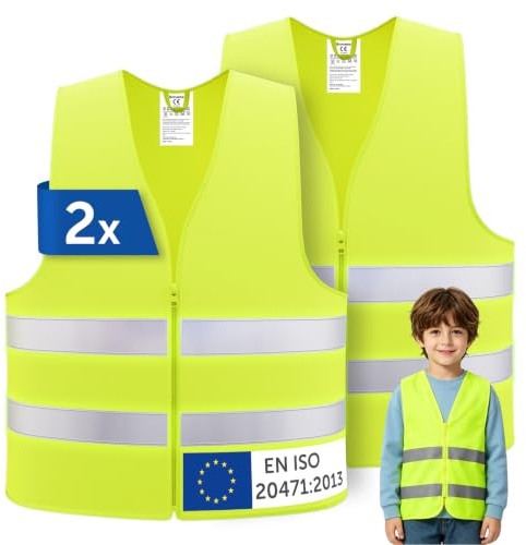 Brovamo Warnwesten Auto-Warnwesten Auto 2er-Warnweste Auto-Warnweste alle Größen-Warnweste Kinder-Warnweste Auto-Sicherheitswesten (S)