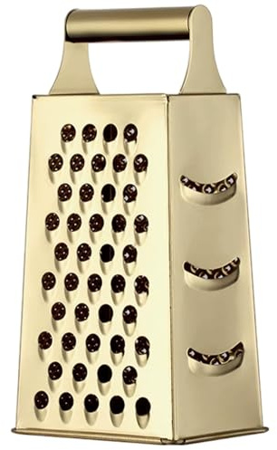Käsereiben, Käsereibe, Edelstahl-Kastenreibe mit 4 Seiten, 9, 3 Zoll Höhe – Gemüsehobel mit Griff für Gemüse, Kartoffeln, Gold
