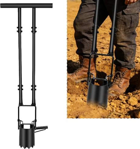 Plantador de bulbos de flores, con mango largo y base dentada, herramienta para plantar bulbos de flores, herramienta de jardinería para trasplantar, excavar, tomar muestras de suelo
