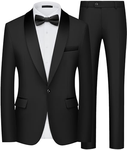 Costume Homme 2 Pièces Slim Fit Smoking Revers Châle Mariage Cérémonie Chic | Smoking 2 pièces élégant pour homme, idéal pour mariage, marié, dîner formel, cérémonie, soirée, bal de promo et gala chic