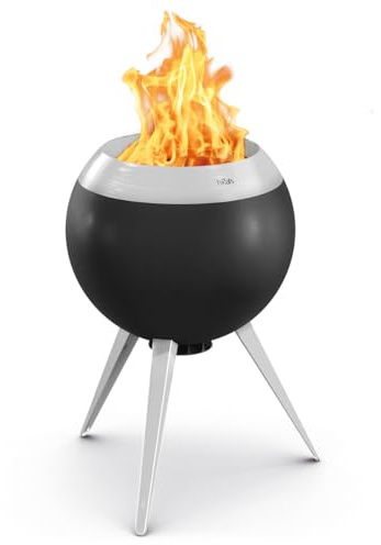 höfats - Moon 55 rauchfreie Feuerschale mit hohem und niedrigem Fuß aus Edelstahl - emaillierter raucharmer Feuerkorb mit Holzvergaser-Technologie, zweistufigen Verbrennungsprozess - Feuerstelle ⌀ 54