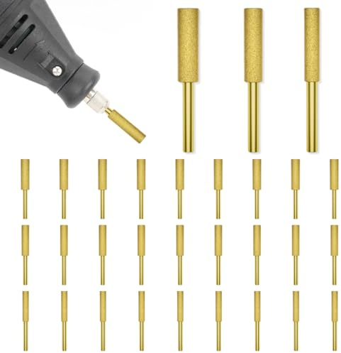 30 Pezzi Punte Diamantate per Affilatrice Motosega | Set Lime Abrasive Rivestite in Titanio (4.0/4.8/5.5 mm) | Utensile Professionale per Affilatura e Lucidatura Metalli | Attacco Universale