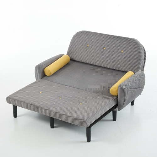 feynoss Schlafsofa 2-Sitzer Cord mit Stauraum & Verstellbarer Rückenlehne, Multiform-Sofa als Lounge-Sessel & Daybed, modernes Sofa mit Metallrahmen, klappbares Gästesofa für kleine Wohnungen