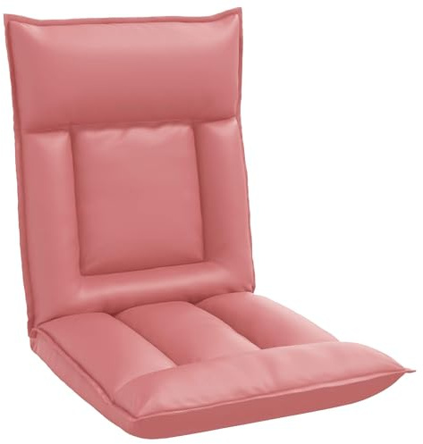 vidaXL Verstellbarer Fußsessel Rosa Kunstleder, Moderner rechteckiger Bodenstuhl, verstellbare Sitzfläche, mehrfache Rückenpositionen, Kunstleder, Stabiler Metallrahmen