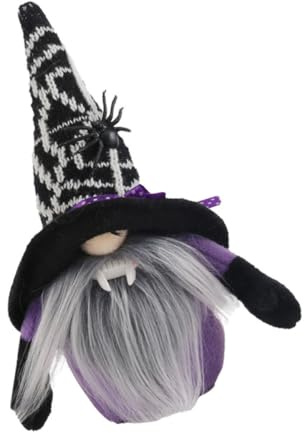 CVUTOVO Hübsche Halloween Stoffpuppe in Gnom Form aus Baumwolle und Kunststoff Schwarze Dekorative Wichtel Figur für Party und Fotorequisiten
