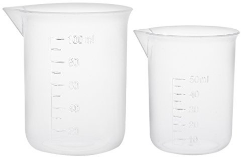 sourcing map Juego de 2 vasos medidores para vasos de plástico graduados 50ml 100ml