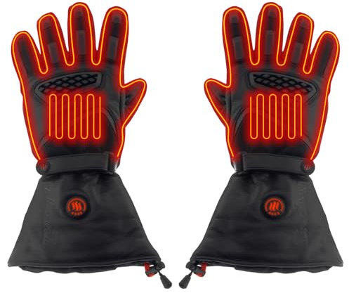 Glovii GS1 Beheizte Motorradhandschuhe | Elektrische Unisex-Handwärmer mit wiederaufladbarem Akku und Tasche | aus Kohlenstofffasern, bezogen mit echtem Rindsleder | Schwarz, XL