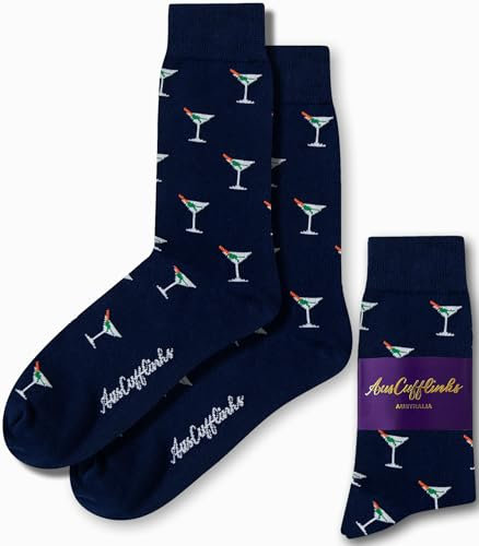AUSCUFFLINKS Martini Margarita Socks Mojito Drink for Men Apple Martini Alcohol Drinks | Present for Work Colleague | Bday Gift for Guys (Martini)