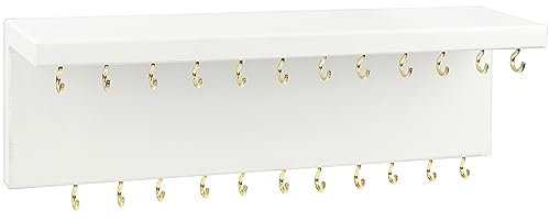 BELLE VOUS Schmuckhalter Wand - Schmuckaufbewahrung Schmuckleiste Weiß Organizer Regal mit 24 Haken - Schmuckhalter L30,3 x B7,3 cm - Rustikale Halsketten Aufbewahrung, Armbänder, Ohrringe & Ringe