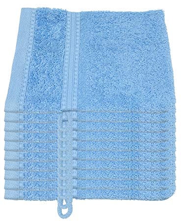 Julie Julsen® Bio Waschhandschuh-Set, 10 Waschhandschuhe in 32 Farben erhältlich weich und saugstark Himmelblau 15x21 cm