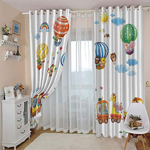 CLZLH Verdunkelungsvorhänge Vorhang Blickdicht 2Er Set 100X160cm(B X H)3D Musterdruck Einfachheit, Heißluftballon, Mode, Tiere Wohnzimmer Schlafzimmer Kinderzimmer Gardinen Mit Ösen Fenster Dekoration