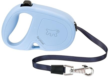 Ferplast Guinzaglio per Cani Allungabile FLIPPY ONE, Guinzaglio per Cani Taglia Piccola fino a 15 Kg. Fettuccia Allungabile max 4 m. Unico Pulsante per Blocco e Rilascio, Azzurro