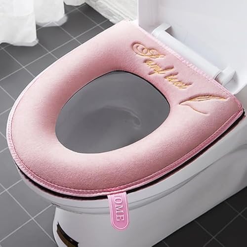 2 Pieces Thicker Bathroom Soft Toilet Seat Cover Pad with Handle Toilet Lid Cover Cushion Soft Thicker Washable Fits All Oval Toilet Seats