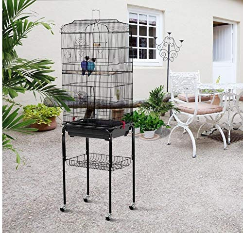 HUOLEVogelkäfig Vogelbauer Vogelvoliere Käfig Bauer Vogelhaus Vogel Wellensittich Kanarien (46 * 35,3 * 150,6 cm (schwarz))