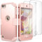 IDweel Schutzhülle für iPod Touch 7 mit 2 Displayschutzfolien, 3 in 1 Hard PC Case + Silikon Stoßfest Robuste Hartschale für 2019 iPod Touch 7./6./5. Generation, Roségold