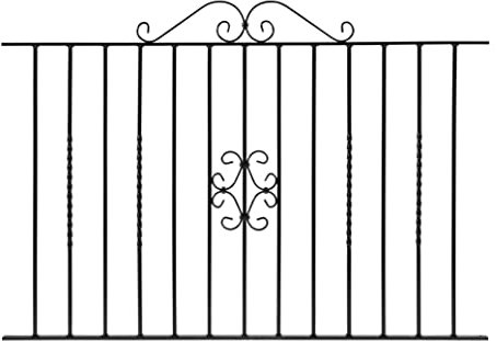 Metal Fencing, Wrought Iron Style Fencing, Garden Fencing Panel Langho Design, galvanised & Powder Coated Black (Width 6ft/Height 38)