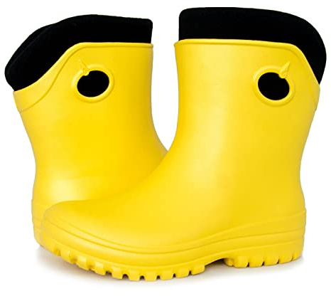 FortMen Federleichte EVA Gefütterte Gummistiefel Damen Thermo 36-41 | Halbhohe warme Regenschuhe mit Futter für Winter, Herbst und Frühling