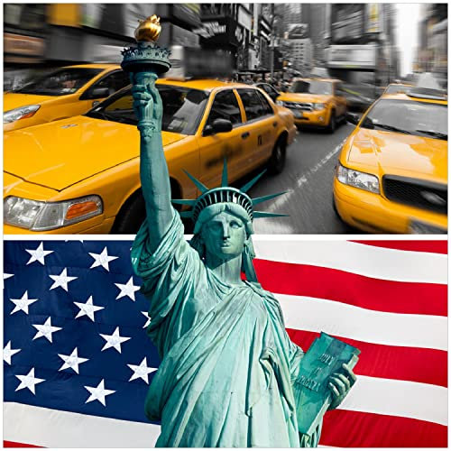 Wallario Memoboard aus Glas mit Motiv, Magnet-Tafel in 50 x 50 cm in Premium Qualität New York Collage