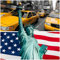 Wallario Memoboard aus Glas mit Motiv, Magnet-Tafel in 50 x 50 cm in Premium Qualität New York Collage