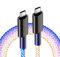 GELRHONR Cavo luminoso da USB C a USB C, guscio in alluminio da 66 W, cavo di ricarica rapida LED RGB luce graduale da USB C a tipo C per i*Phone 15/15pro max S22 / S21 / S20 (colorato)