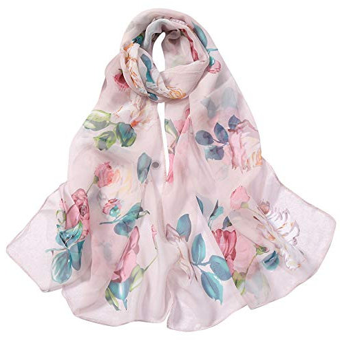 Seidentuch im farbenfrohen Farben - Hochwertiger Schal für Damen Mädchen - luftiges Halstuch - Seidentuch/Seidenschal - weiche Elegante Chiffon-Stola - Frühling Sommer Herbst Winter