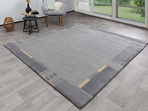 Steffensmeier Nepal Teppich Peschawar | Wolle | Schlafzimmer | Silber, Größe: 60x90 cm