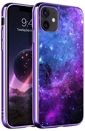 DOMAVER Case for iPhone 12 Case,iPhone 12 Pro Slim Fit Glow in The Dark Hybrid Hard PC Shockproof Drop Protective Girls Women Men Phone Cover for iPhone 12/iPhone 12 Pro 6.1, Blue Nebula