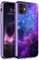 DOMAVER Case for iPhone 12 Case,iPhone 12 Pro Slim Fit Glow in The Dark Hybrid Hard PC Shockproof Drop Protective Girls Women Men Phone Cover for iPhone 12/iPhone 12 Pro 6.1, Blue Nebula