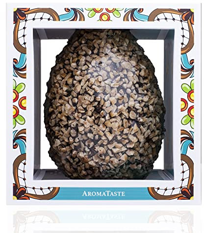Huevo de Pascua Artesanal Italiano | Chocolate Extra Negro 75% | Avellanas Tonda de Giffoni | Caja Regalo | 300 gr