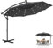 YRHome Parasol déporté Ø 300/350 cm avec manivelle Parasol de jardin, protection solaire UV50+, inclinable, parasol de marché, imperméable, toile imperméable, Anthracite sans LED, 3M DE