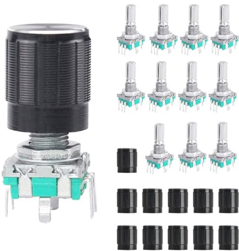 DAOKAI EC11 Digital Potentiometer, 360 Grad Rotary Encoder Modul 20 mm Drehwinkelgeber, 5 Pins Drehgeber, mit Knopfkappe für Elektronikprojekte – 5 Stück