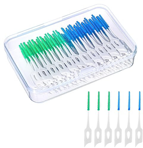 200 Pcs Brossettes Interdentaire, Brossette Dentaire Cure Dent Brossette Bâtonnet Interdentaire, Fil Dentaire Outil de Nettoyage de Dents pour Inter Dentaire Hygiène Interdentaire (Bleu, Vert)
