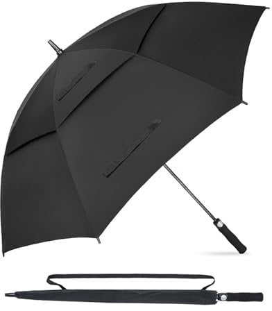Victoper Golf Umbrella Folding Windproof Large 54/62/68 Inch,Large Umbrella Double Vented Canopy Strong Automatic Open Outdoor Big for 2-3 Men Sun Protection Rain (62 inch black)