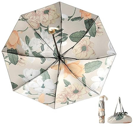 Hearda Parapluie Pliant Manuel, Parapluie Coupe Vent Parapluie de Soleil Léger Parapluie Résistant au Vent Parapluie de Voyage pour Homme Femme Enfant (Orchidée Blanche,Diamètre 100cm)