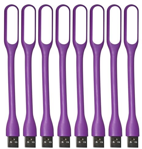 EBYPHAN 8 mini luci USB per tastiera, luce USB flessibile per laptop, lampada USB regolabile per computer portatile (struttura a collo di cigno, sorgente di illuminazione a LED) (viola)