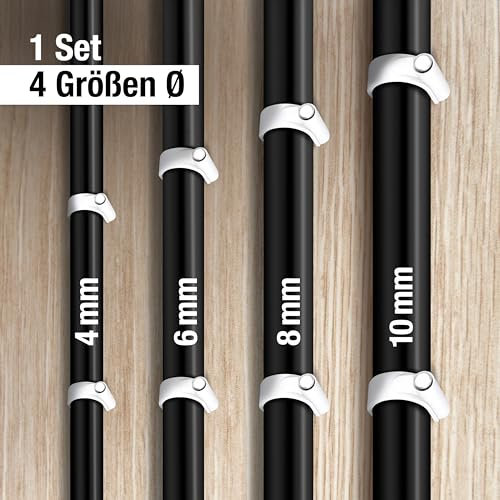 MYMIND® Kabelschellen 400 Stk. [EXTRA STABILE NÄGEL] Kabelhalter 4-10mm weiß - Nagelschellen mit Einschlaghilfe - Kabelklemmen Wand robust - Kabelschelle für Starkstromkabel - Kabelbefestigung Wand