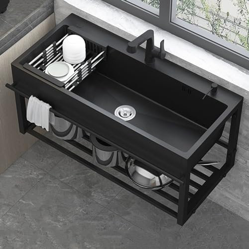 Évier de Cuisine Commercial en Acier Inoxydable 304 Avec Support,lavabo Utilitaire de Salle Bain À Montage Mural, Lavabo Simple Simple Avec Robinet, Évier Pour Lave-vaisselle,pour Restaurants/magasi