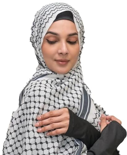 Moreeulsi 70 X 180 Cm Palästina Hijab Schal Für Damen, Arabischer, Palästina Schal Arabische, Chiffon Schal Palestine, Palästinensischer Schal, Palästina-Schal