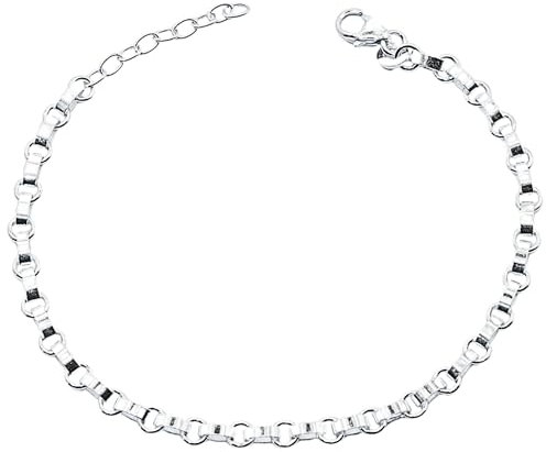 KGX STORES 925 Sterling Silver Belcher Bracelet Chain 17-20cm Oval Round Links Stack Layering Chain Chunky Silver Jewellery for Women Girls Waterproof
