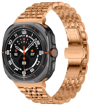 Hinnwer Correa Reloj para Samsung Galaxy Watch Ultra 47mm 2025/2024, Pulseras de Metalica de Acero Inoxidable Banda Reemplazo de Reloj Inteligente para Samsung Galaxy Watch 8/7 Ultra Oro Rosa