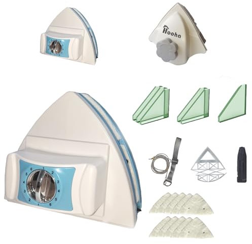 Hooha Fensterputzer Magnetisch 3-26mm 5-Gang Einstellbar /8-40mm 6-Gang Einstellbar，mit 2.5m Fallschutzseil,Für Türen/Fenstern/Duschabtrennungen/Spiegeln (8-40mm)