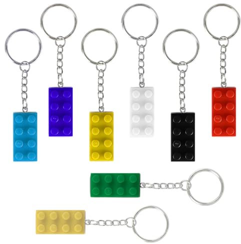 JEXOWIQ Brick Keyrings - 8 pcs 8 couleurs Porte-clés en Brique,Brick Keychain, pour Anniversaire, Garnitures De Sacs De Fête, Récompenses, Articles De Fête, Pendentif, Cadeaux De Décoration
