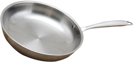 Amosfun Sartén De Cocina Acero Inoxidable Antiadherente Sin Calor Rápido Para Huevos Tortillas y Verduras Mango Ergonomico Fondo Grueso y Uniforme Uso Hogar y Restaurante