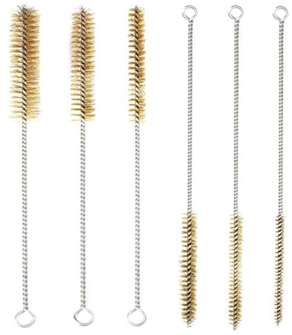 Graplan 6 Stück Messingrohrreinigungsbürste, Messing Drahtbürste Set 8/10/12/15/18/20mm, Messing Zylinderbürste, Rohrreinigungsbürste für Rohrrohr Zylinder Bohrungen Reinigung