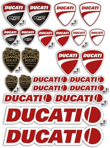Adesivi Stickers Kit Compatibili per Ducati Corse Logo Pannello Intero 24pz Offerta motorino Moto Casco Compatibili con ducati
