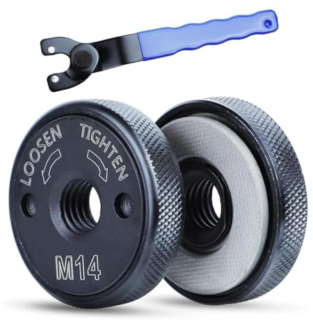 Aiyraa 2PCS Winkelschleifer Schnellspannmutter M14 für Winkelschleifer mit Verstellbarem Winkelschleiferschlüssel,SDS Clic M14 Spannmutter für AEG,Black & Decker,Dewalt,Flex, Hitachi,Metabo,Makita,usw